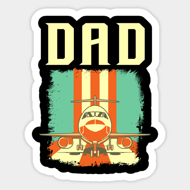 Retro Airplane Pilot Dad Plane Aviation Father Sticker by theperfectpresents